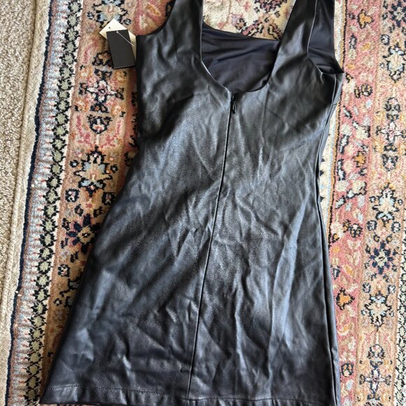 And Now This Vegan Leather Mini Dress Size X-Small Lined Black - Picture 8 of 11